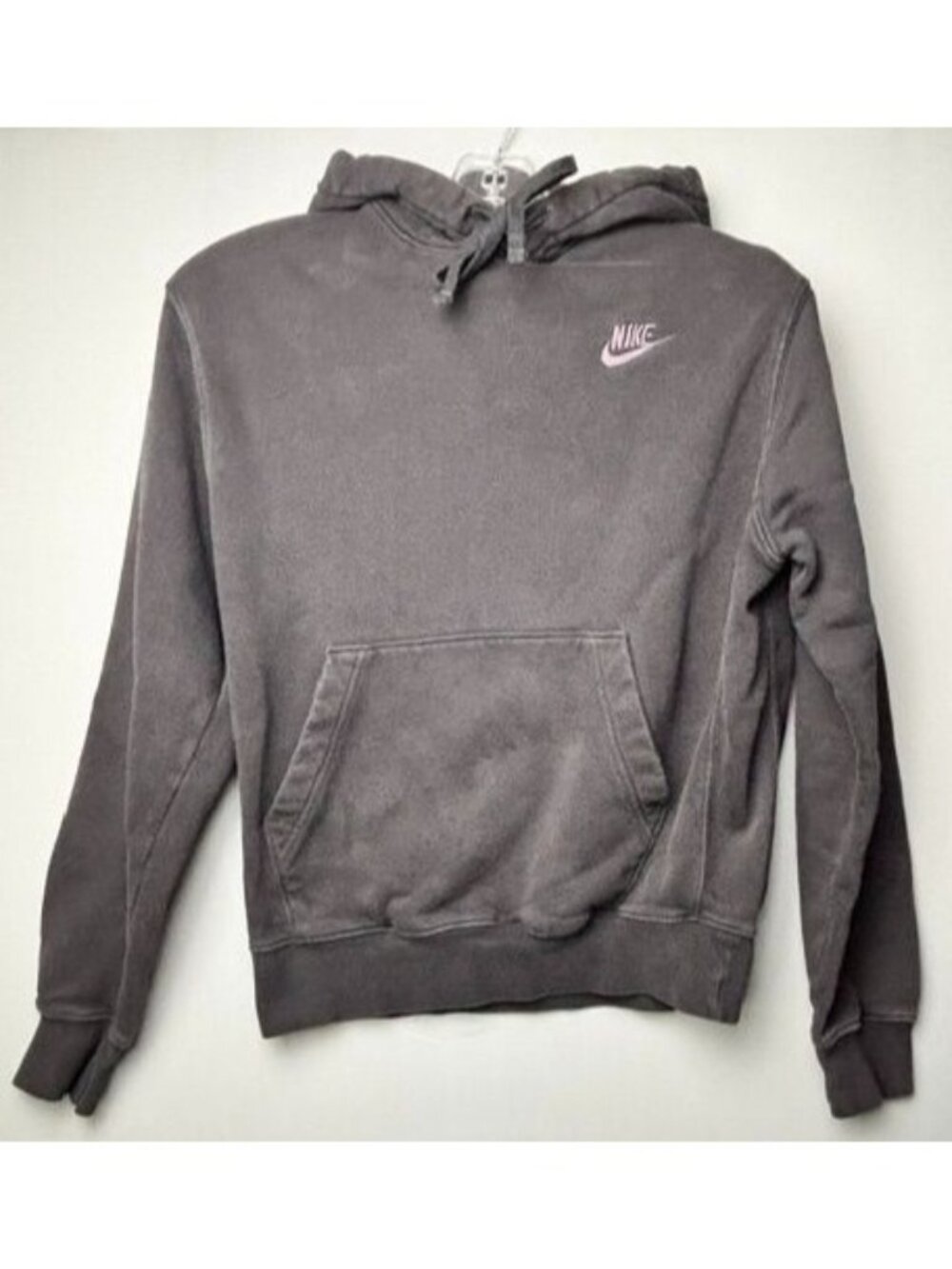 Nike Women's XS Pullover Hoodie Black Faded Wash Black Logo Y2K